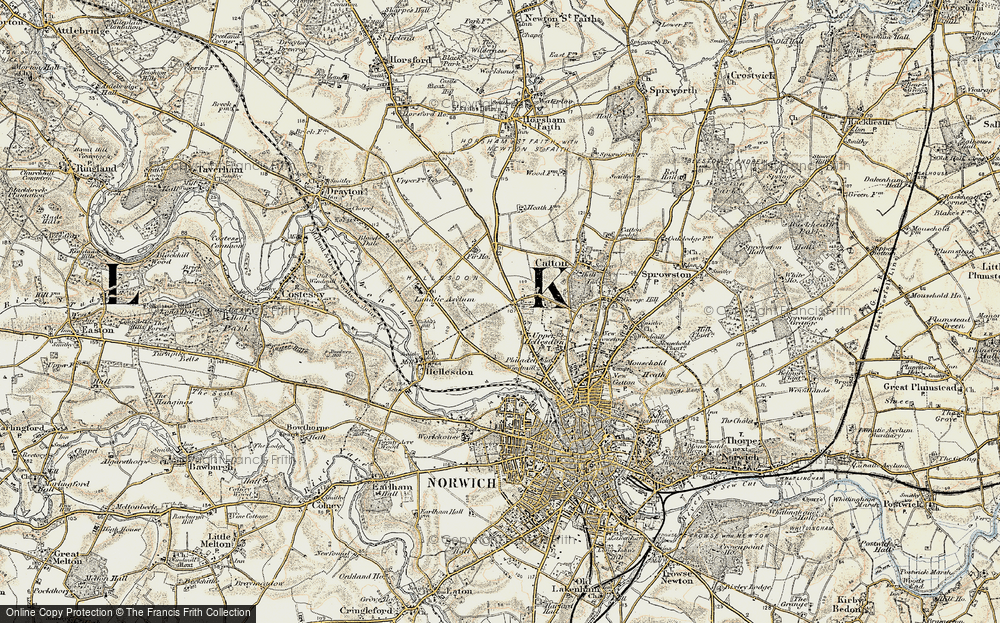 Old Map of Catton Grove, 1901-1902 in 1901-1902