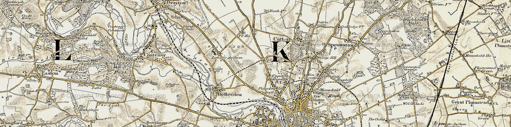 Old map of Catton Grove in 1901-1902