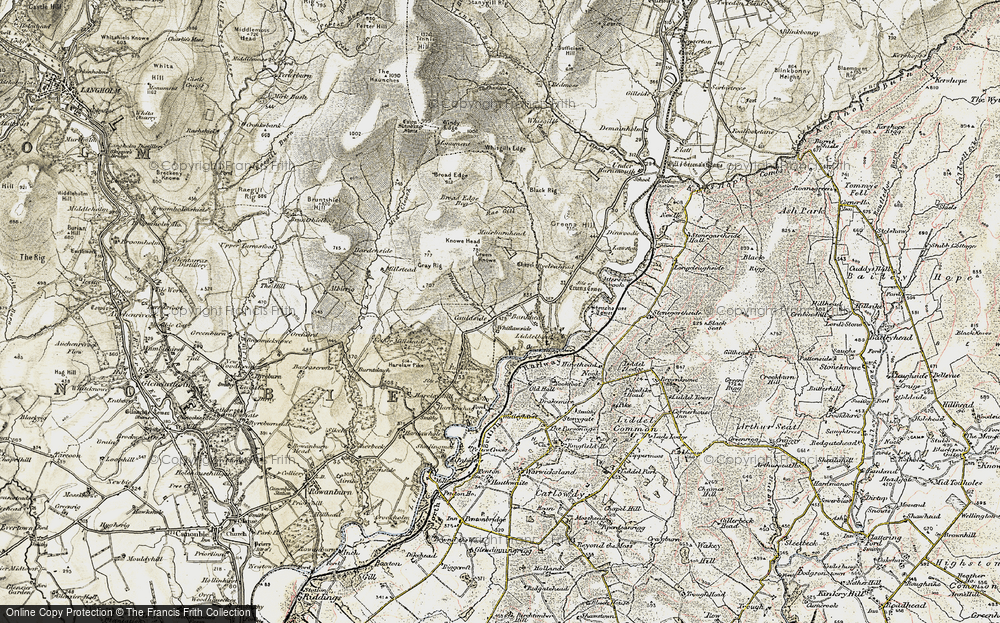 Old Map of Historic Map covering Whisgills Edge in 1901-1904