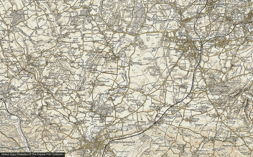 Old Map of Caunsall, 1901-1902 in 1901-1902