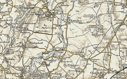 Old map of Caunsall in 1901-1902