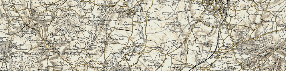 Old map of Caunsall in 1901-1902