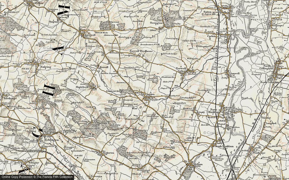 Old Map of Historic Map covering Brunk Wood in 1902-1903