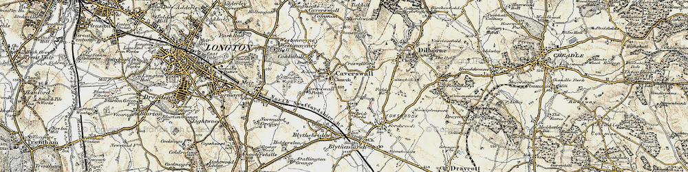 Old map of Caverswall in 1902