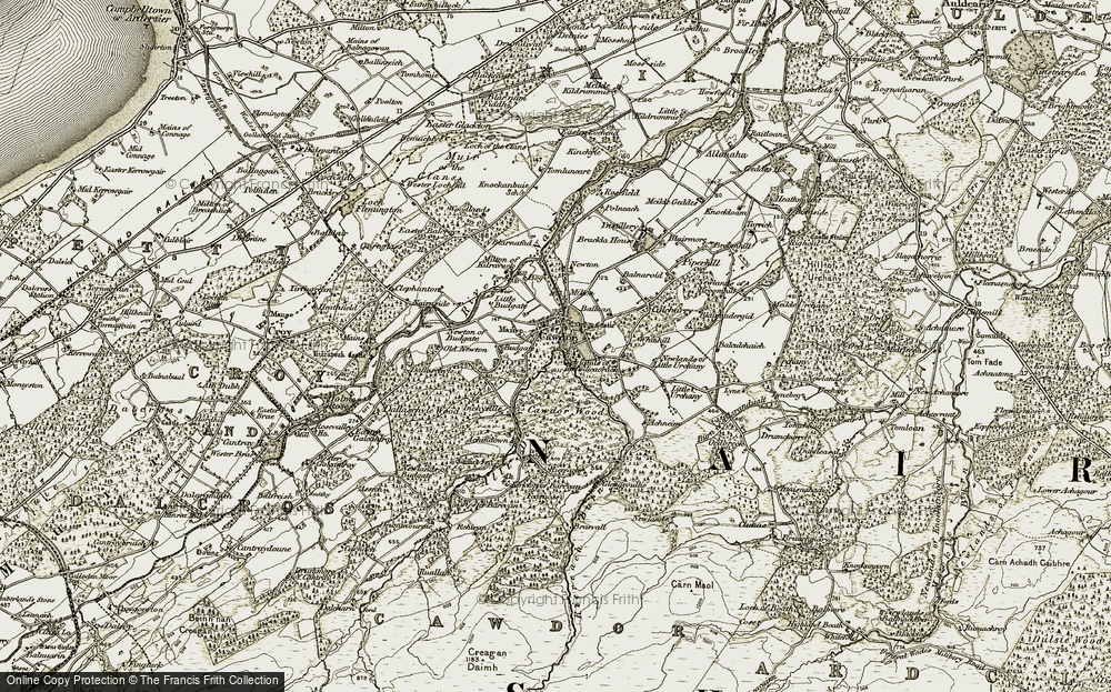Old Map of Historic Map covering Achindown in 1911-1912