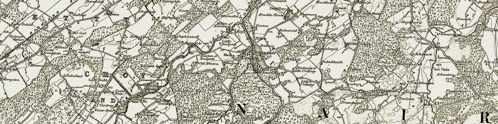 Old map of Achindown in 1911-1912