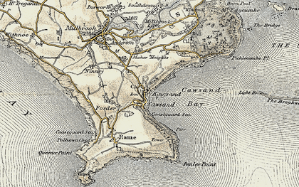 Old map of Cawsand in 1899-1900