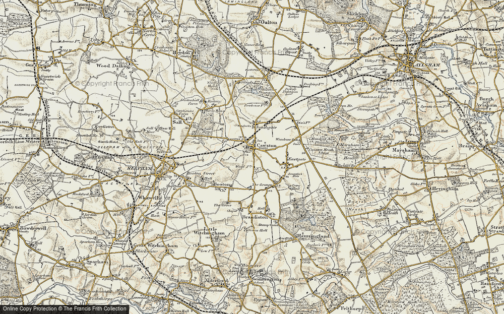 Old Map of Cawston, 1901-1902 in 1901-1902