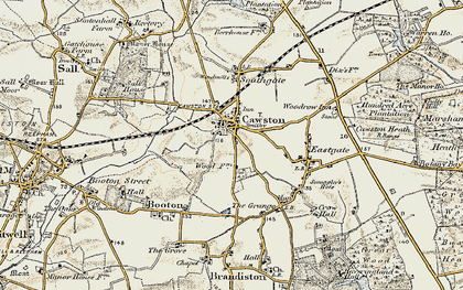 Old map of Cawston in 1901-1902