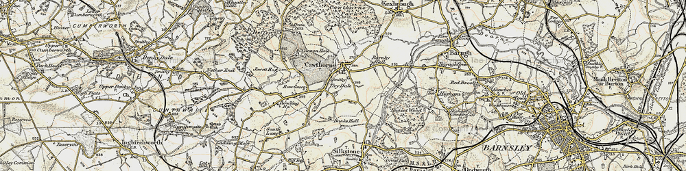 Old map of Cawthorne in 1903