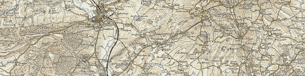 Old map of Ledwyche Brook in 1901-1902