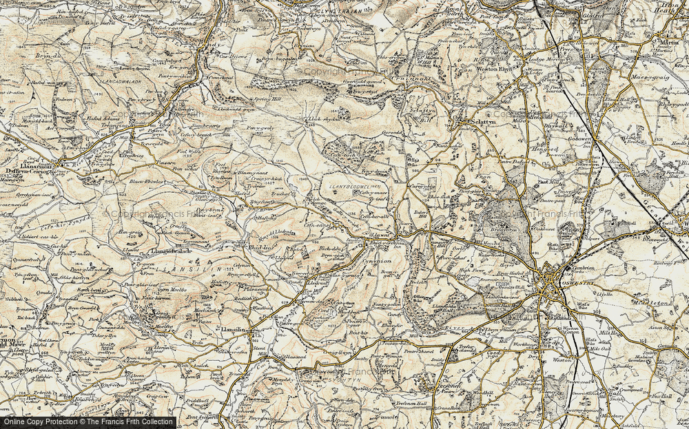 Old Map of Historic Map covering Cefn Coch in 1902-1903