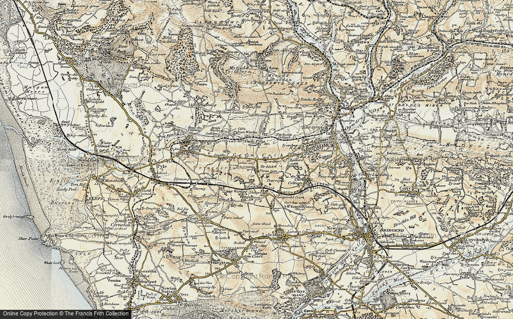 Old Map of Historic Map covering Llangewydd in 1900-1901
