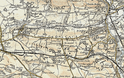 Old map of Cefn Cross in 1900-1901