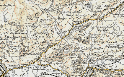 Old map of Afon Meloch in 1902-1903