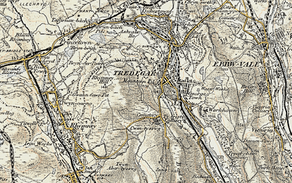 Old map of Cefn Golau in 1899-1900