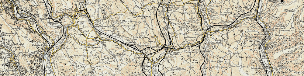Old map of Cefn Hengoed in 1899-1900
