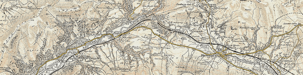 Old map of Cefn Rhigos in 1900