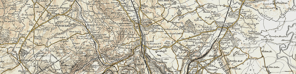 Old map of Cefn-y-bedd in 1902-1903