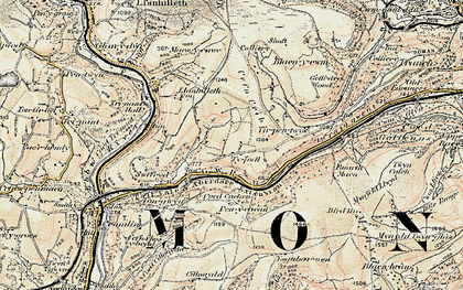 Old map of Cefn-y-Crib in 1899-1900