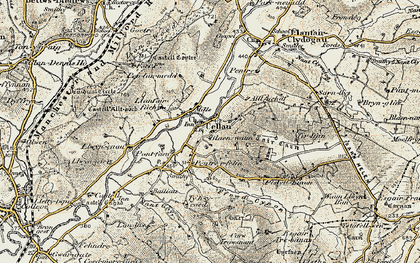 Old map of Cellan in 1901-1902