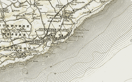 Old map of Cellardyke in 1903-1908
