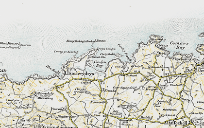 Old map of Cemlyn Bay in 1903-1910
