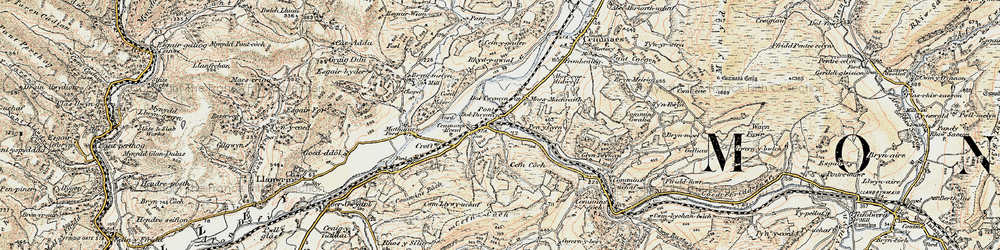 Old map of Cemmaes Road in 1902-1903