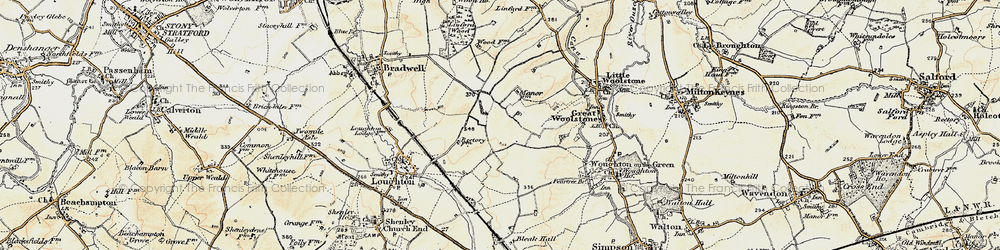 Old map of Central Milton Keynes in 1898-1901
