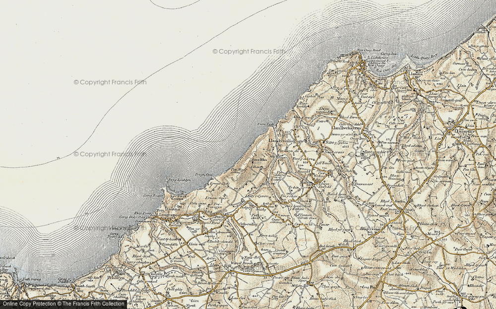 Old Map of Historic Map covering Cwmtydu in 1901-1903