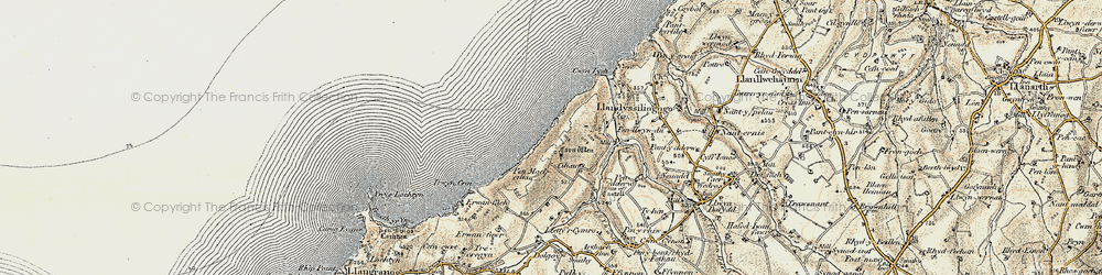 Old map of Ceredigion Coast Path in 1901-1903