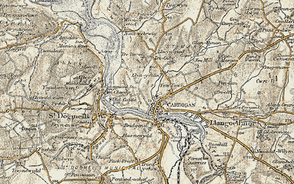 Old map of Ceredigion Coast Path in 1901