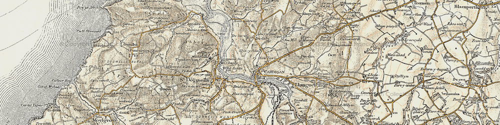 Old map of Ceredigion Coast Path in 1901