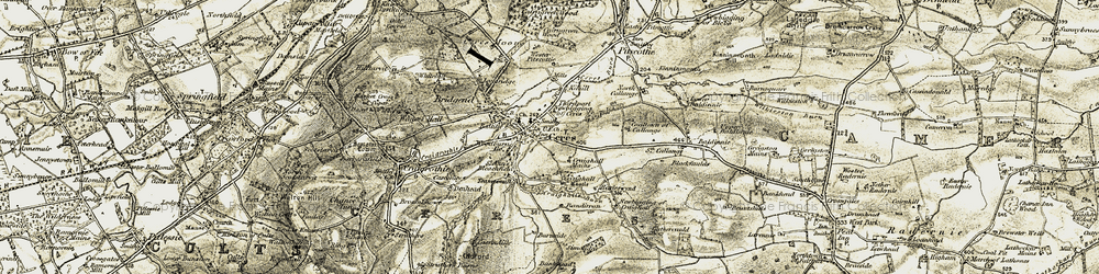 Old map of Burnside of Cassindilly in 1906-1908