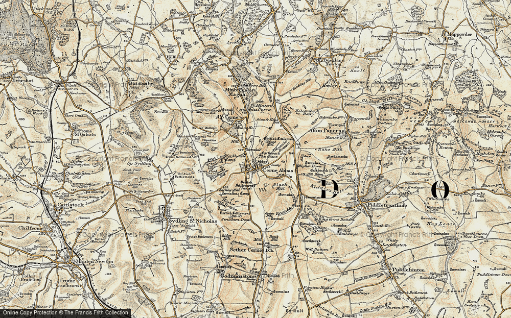 Old Map of Cerne Abbas, 1899 in 1899
