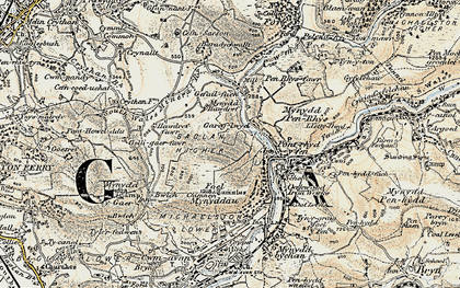 Old map of Cerrig Llwydion in 1900-1901