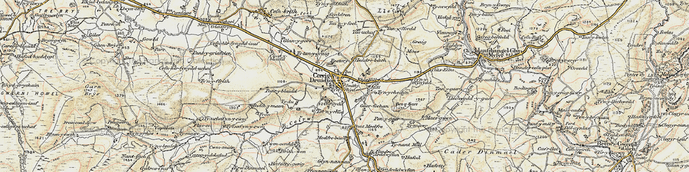 Old map of Cerrigydrudion in 1902-1903