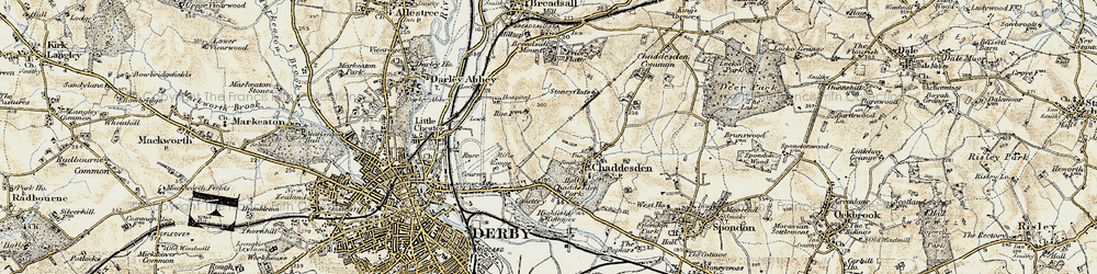 Old map of Chaddesden in 1902-1903