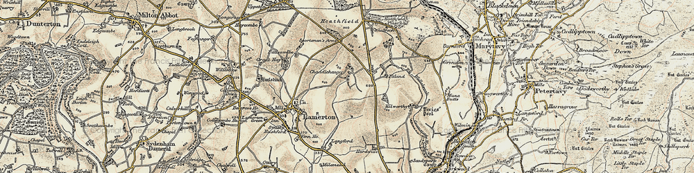 Old map of Chaddlehanger in 1899-1900
