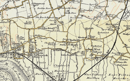 Old map of Chadwell St Mary in 1897-1898
