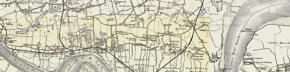 Old map of Chadwell St Mary in 1897-1898