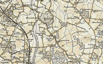 Old map of Chadwick End in 1901-1902