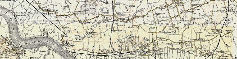 Old map of Chafford Hundred in 1897-1898