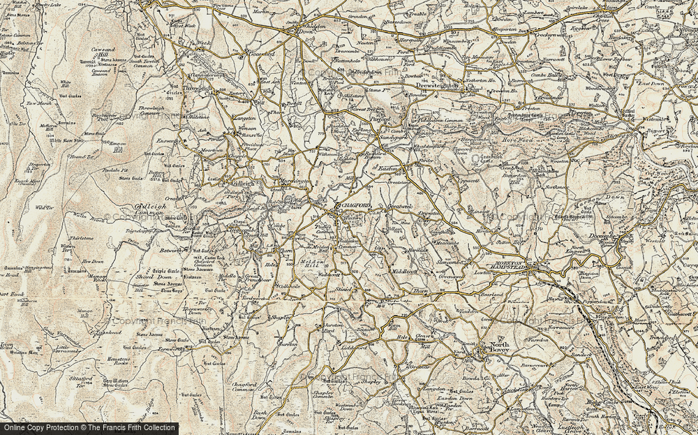 Old Map of Chagford, 1899-1900 in 1899-1900