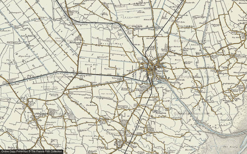 Old Map of Historic Map covering Wyberton Fen in 1902