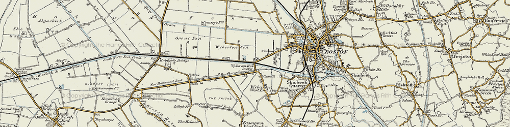 Old map of Wyberton Fen in 1902