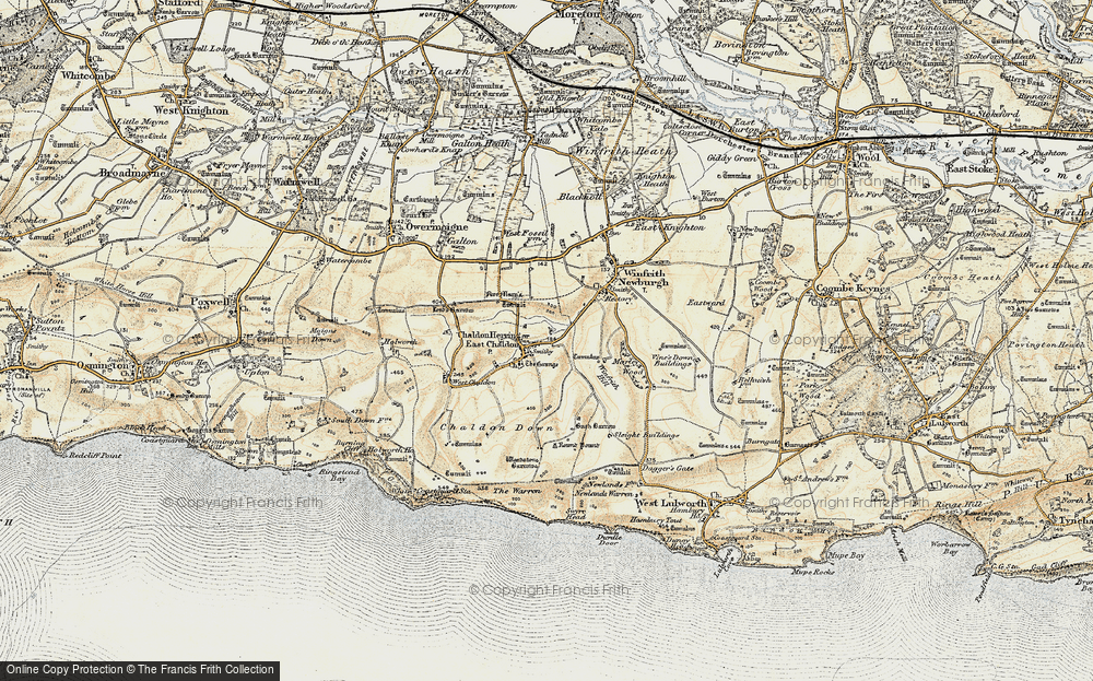 Old Map of Historic Map covering Bat's Head in 1899-1909