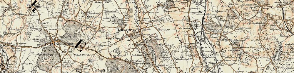 Old map of Chalfont St Peter in 1897-1898