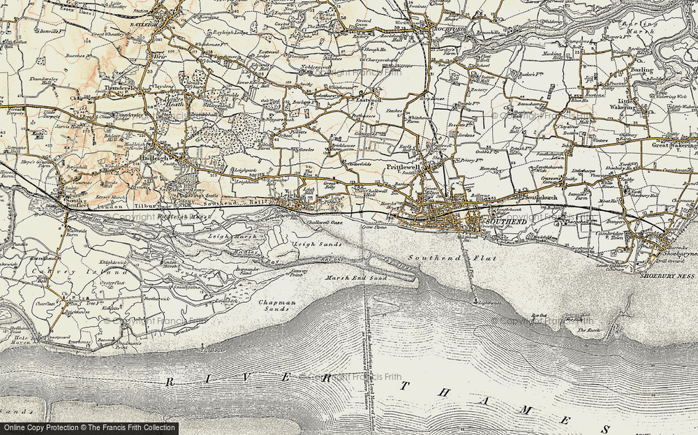 Old Map of Historic Map covering Leigh Sand in 1897-1898