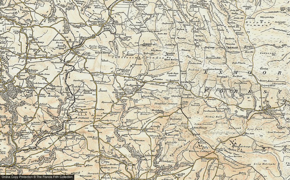 Old Map of Challacombe, 1900 in 1900